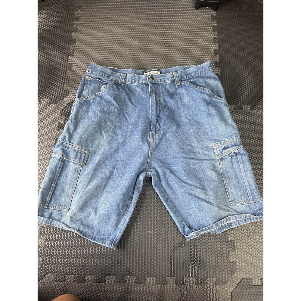 FUSE Men's Size 40 Blue Denim Cargo Shorts Jeans Wear Relaxed Fit Pockets
